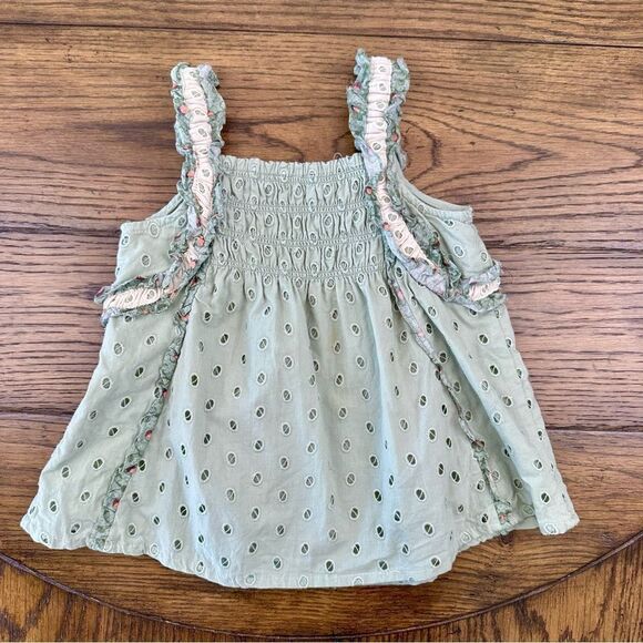 Anthropologie Girls Green Eyelet Top - Picture 3 of 4